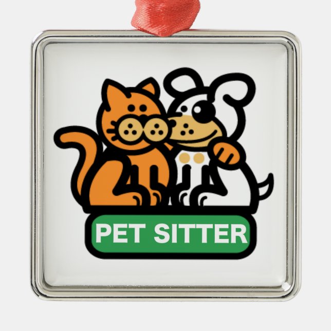 Pet Sitter (Cat & Dog) Metal Tree Decoration (Front)