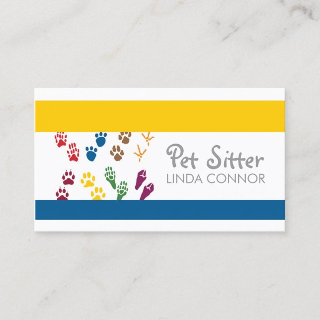 Pet Sitter Dog Walker Animal Groomer Business Card (Front)
