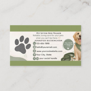 Pet Sitter/Dog Walker Business Calling Card
