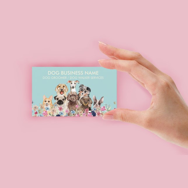 Pet Sitter Dog Walker Floral Puppy Business Card (Pet Sitter Dog Walker Floral Puppy Business Card)