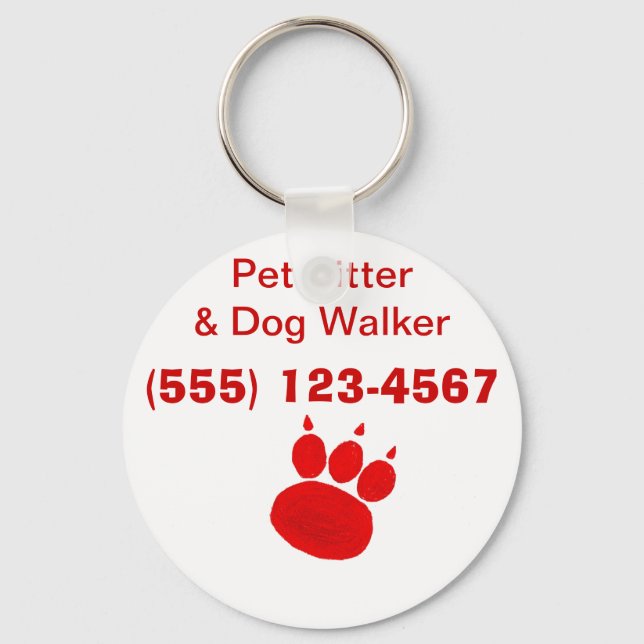 Pet Sitter & Dog Walker Paw Print Key Ring (Front)