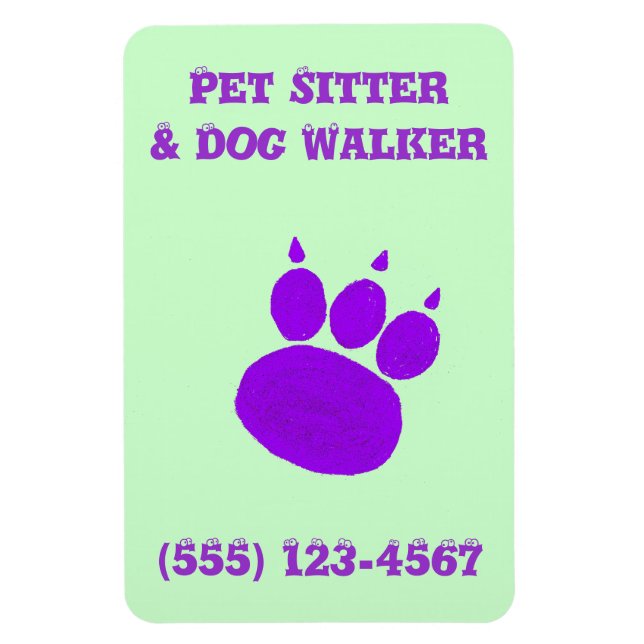 Pet Sitter & Dog Walker Paw Print Magnet (Vertical)