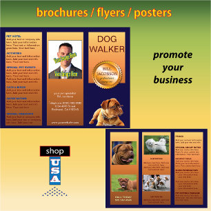 Pet Sitter Dog Walker Trifold Brochure Advertising
