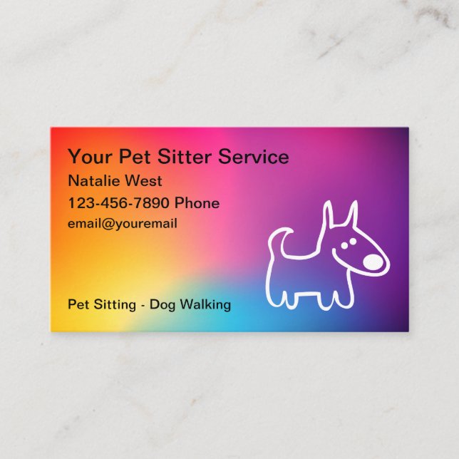 Pet Sitter Dog Walking Service Business Card (Front)