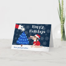 Pet Sitter Dog with Christmas Tree and Santa