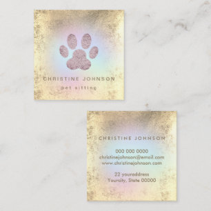 pet sitter FAUX foil paw print logo Square Business Card