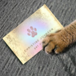 pet sitter FAUX gold foil paw print logo Business Card<br><div class="desc">please note this is a printed product with NO REAL GOLD FOIL</div>