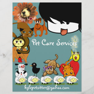 Pet Sitter Flyer Lots of Cute Anime Animals