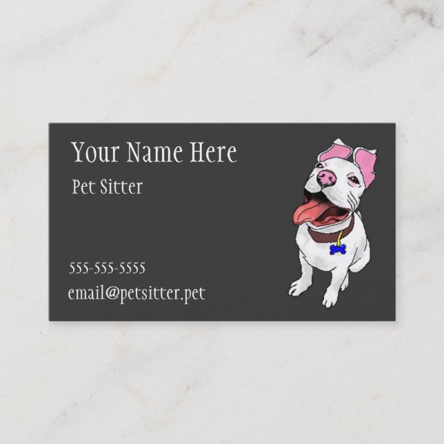 Pet sitter Pet care business cards with dog (Front)