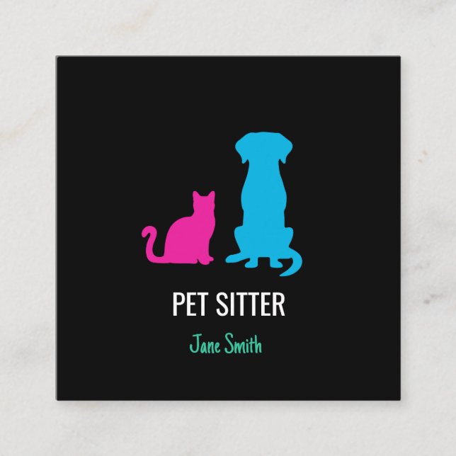 Pet Sitter/Pet Sitting Square Business Card  (Front)