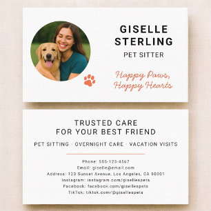 Pet Sitter Photo Paw Print Business Card