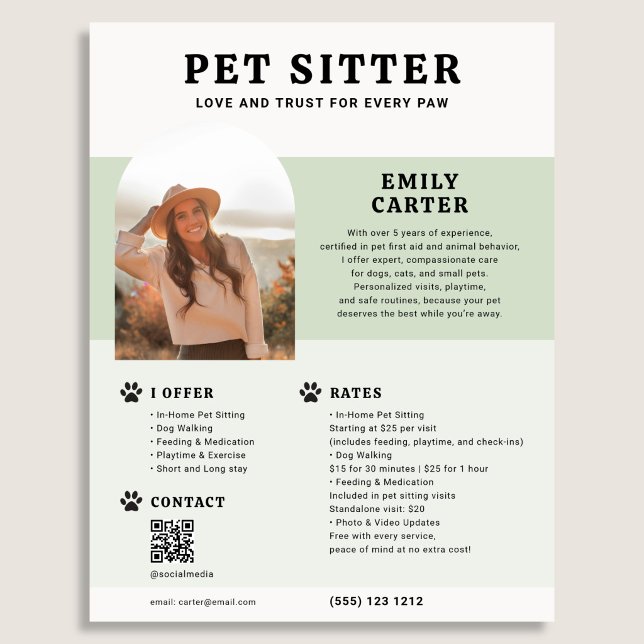 Pet Sitter Photo Sage QR Code Flyer (Creator Uploaded)
