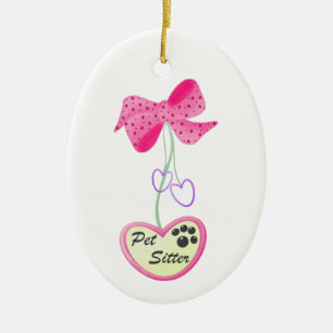 Pet Sitter (pink dangle) Ceramic Tree Decoration