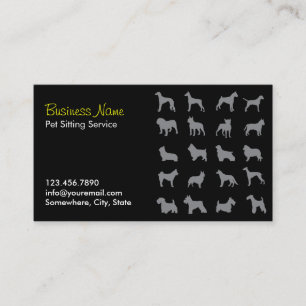Pet Sitter Professional Black Pet Sitting  Business Card