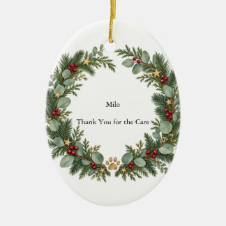 Pet Sitter Thank You Evergreen Oval Ceramic Tree Decoration