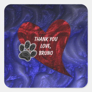 Pet Sitter Thank You Paw Heart Animal Appreciation Square Sticker