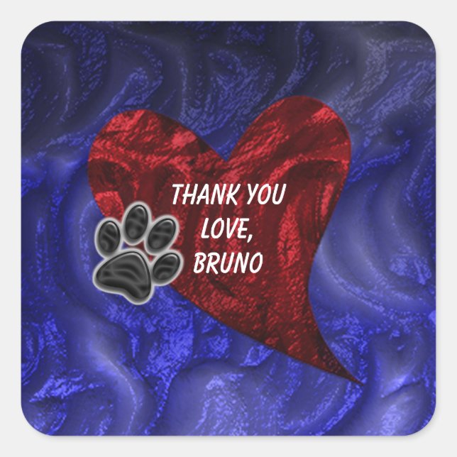 Pet Sitter Thank You Paw Heart Animal Appreciation Square Sticker (Front)