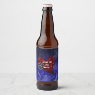 Pet Sitter Thank You Paw Print Heart Appreciation Beer Bottle Label