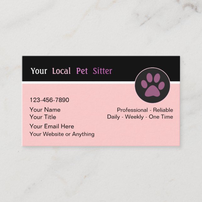 Pet Sitter Trendy Simple Business Cards (Front)