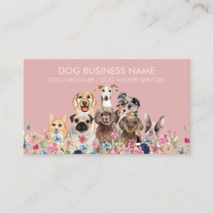 Pet Sitter Walker Dog Care Pink Business Card