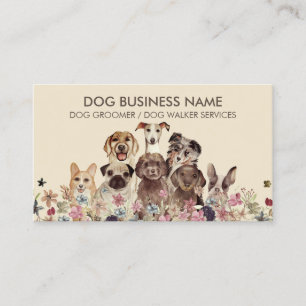 Pet Sitter Walker dog petcare brown sketch Business Card