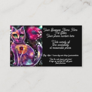 Pet Sitter Whimsical Abstract Floral Kitty Cat Business Card
