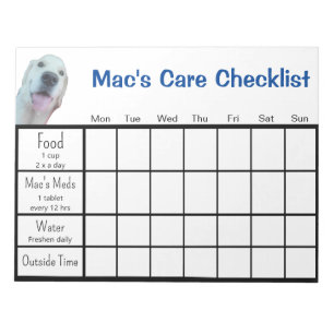 Pet Sitter's Checklist Notepad