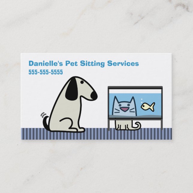 Pet Sitter's Dog Cat & Aquarium Business Card (Front)