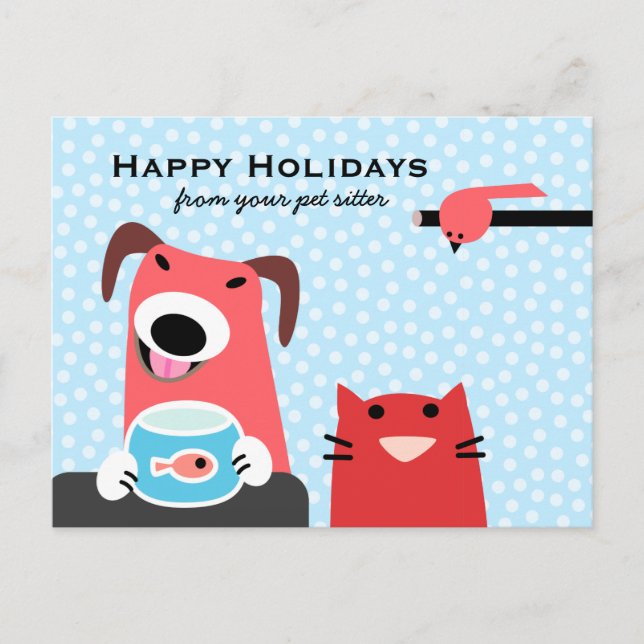 Pet Sitter's Happy Holidays Holiday Postcard (Front)