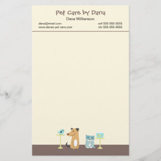 Pet Sitter's Stationery