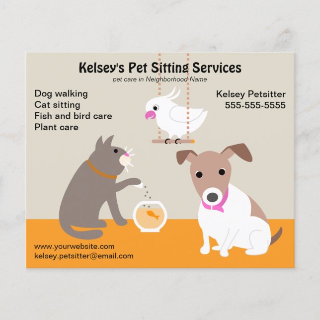 Pet Sitting Business Advertising Flyer (Front)