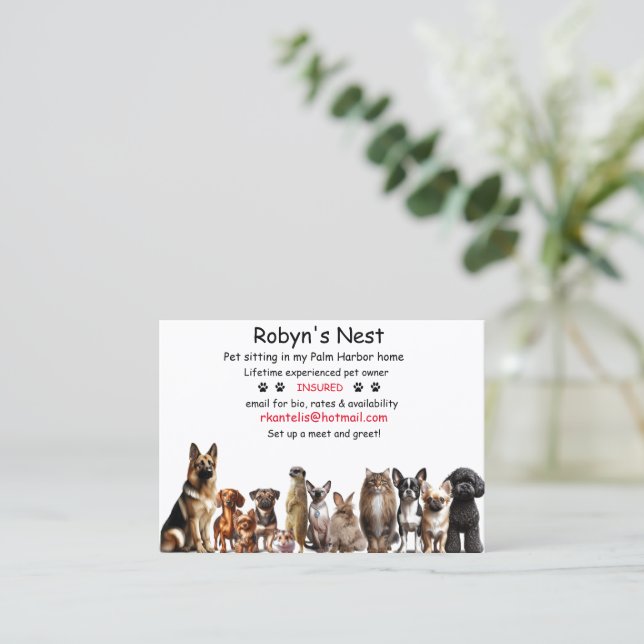 Pet Sitting Business Card (Standing Front)