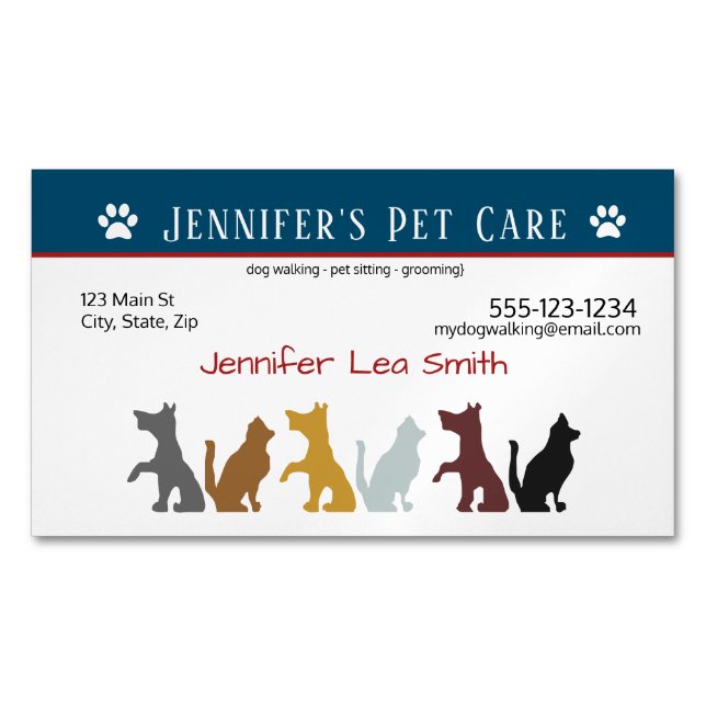 Pet Sitting Business Card Magnet (Front)