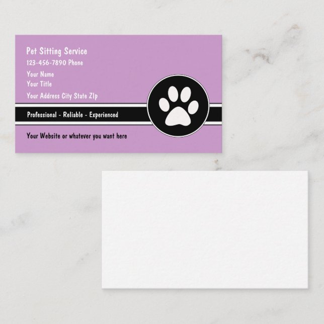 Pet Sitting Business Cards (Front/Back)