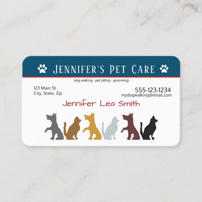 Pet Sitting Business Cards - Marketing Ideas (Front)