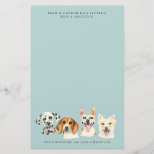 Pet Sitting Business Dog Watercolor Stationery