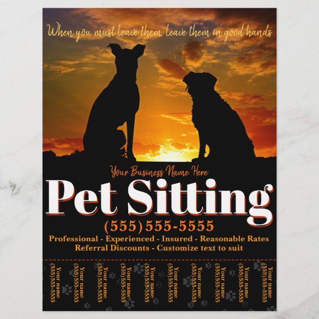 Pet Sitting Customisable Advertising Flyer (Front)