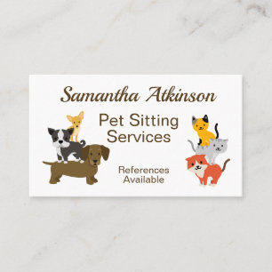 Pet Sitting Cute Cat Dog Illustration Business Card