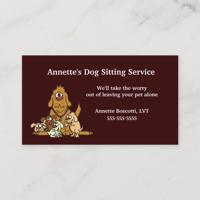 Pet Sitting Dog Babysitter Business Card Template (Front)