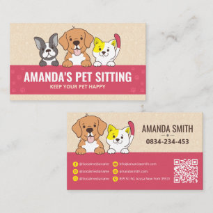Pet Sitting, Dog boarding, veterinary clinic, Pet Business Card