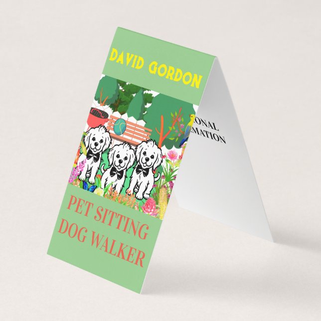 Pet Sitting & Dog Walker Colourful Floral Park Chi Business Card (Front)
