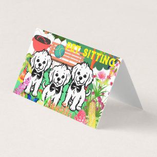 Pet Sitting & Dog Walker Colourful Floral Park Chi Business Card