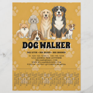 Pet Sitting Dog Walker Custom Promotional Flyer