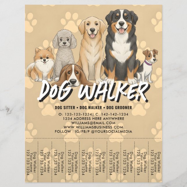 Pet Sitting Dog Walker Custom Promotional QR Code Flyer (Front)