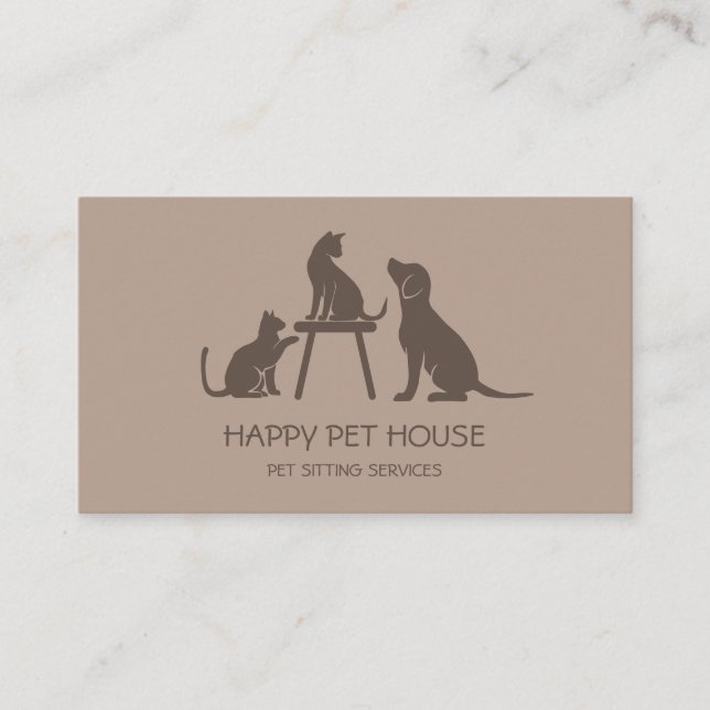 Pet Sitting Dog Walking Cat Veterinarian  Business Business Card (Front)