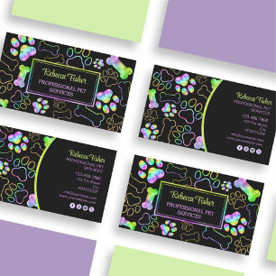 Pet Sitting, Dog Walking, Grooming Holographic Business Card