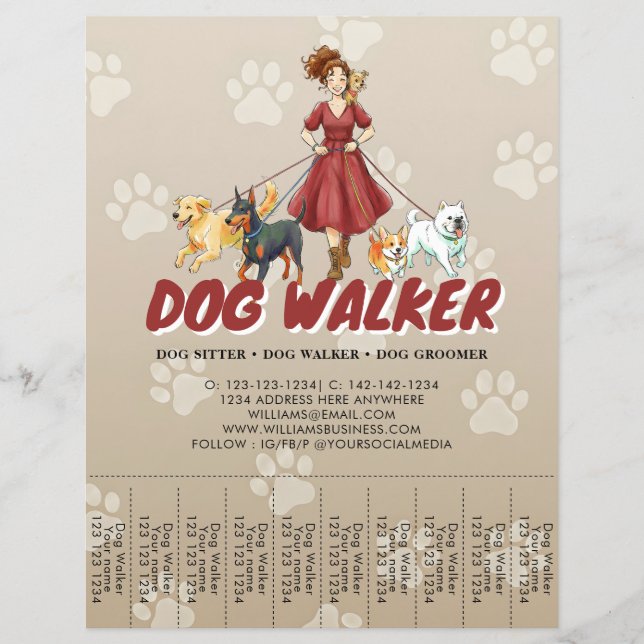 Pet Sitting Dog Walking Service Custom Flyer (Front)