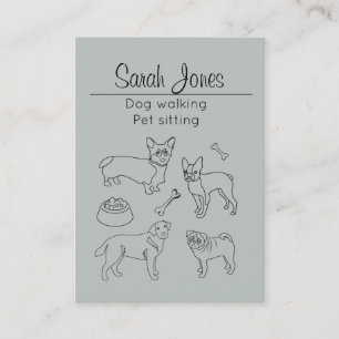 Pet Sitting Dog Walking Sitter Watercolor Business Card
