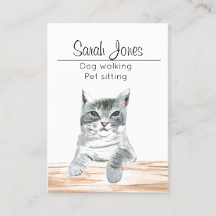 Pet Sitting Dog Walking Sitter Watercolor Business Card