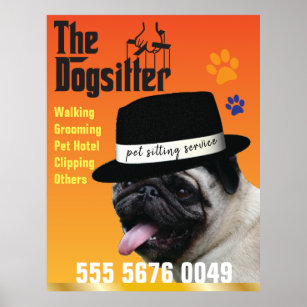 Pet Sitting Dogfather Dog Walker Trustworthy Flyer Poster